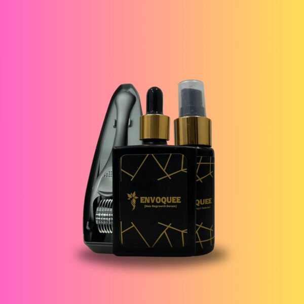 ENVOQUEE Hair Regrowth Serum| Minoxidil With Biotin+ Derma Roller +Antiseptic Solution - Image 4